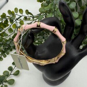 Tommy Bahama Light Pink Goldtone Bamboo Pattern Clamper Bracelet, NWT